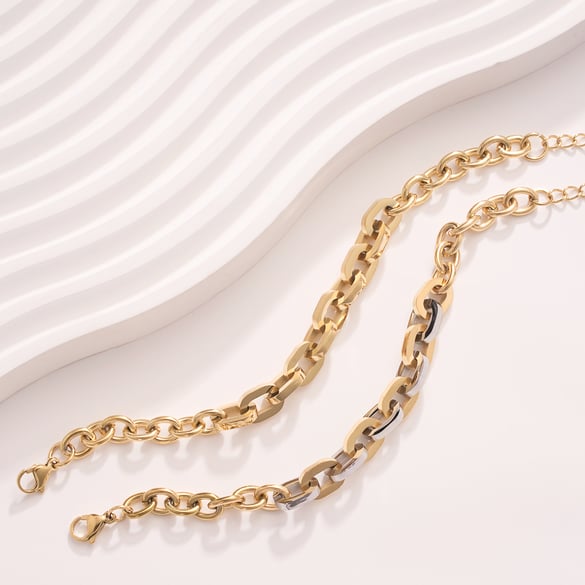 Braccialetti a catena da donna in acciaio inossidabile color oro con torsione a catena 2