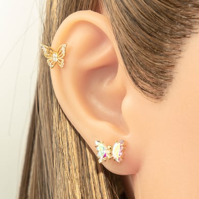 1 Pair Simple Series Simple Heart Copper   Gold Color  Zircon Women's Piercings Earrings h5 Picture4