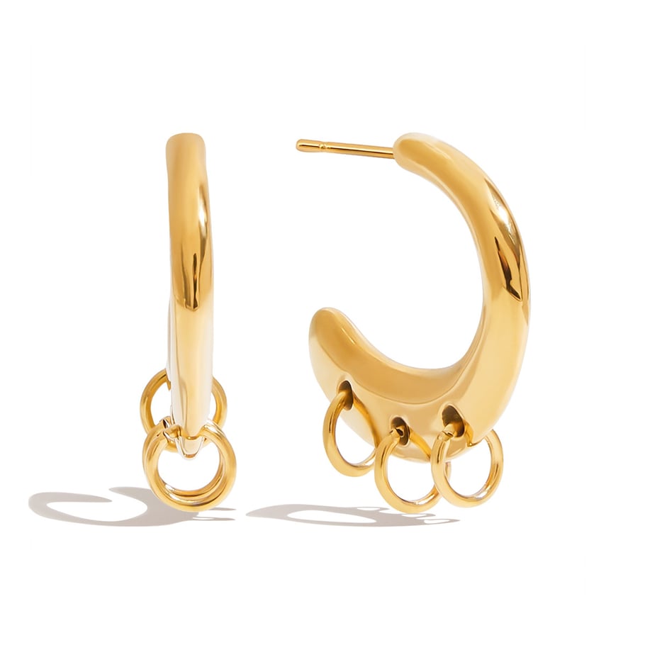 Orecchini a cerchio in acciaio inossidabile color oro stile Ins 