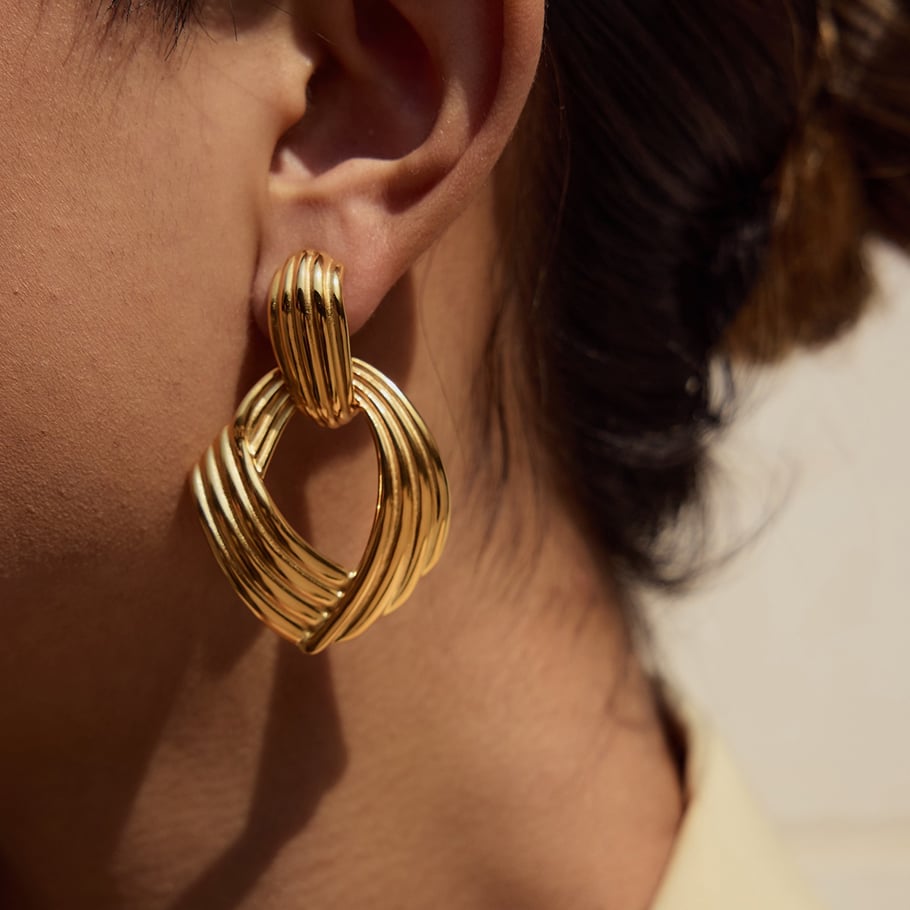 Ins Style Geometric Stainless Steel  Gold Color Drop Earrings Picture2