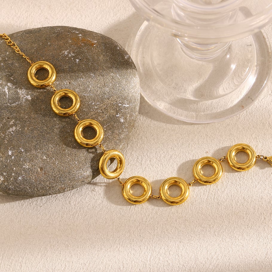 Braccialetti da donna in acciaio inossidabile dorato retrò ed eleganti Immagine4