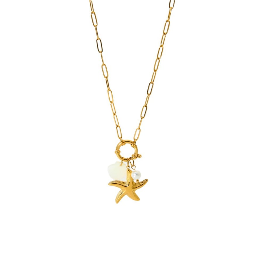 1 Paar Halsketten mit Anhänger „Romantic Series Vacation Turtle“ aus Edelstahl in Goldfarbe für Damen Bild5
