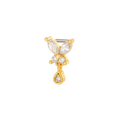 1 pièce de piercing de nez papillon en cuivre doré et zircon pour femme h5 
