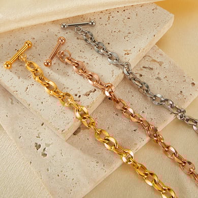 Bracelet simple en acier inoxydable pour femme, 1 pièce, motif cœur h5 Image6