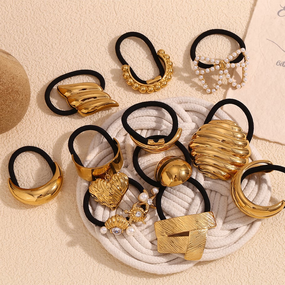 1 Piece Stylish Ocean Series Gold - colored Stainless Steel Hair Ties Picture3