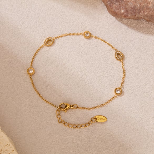 1 Pair Simple Series Daily Geometric Stainless Steel   Gold Color  Women's Chain Bracelets