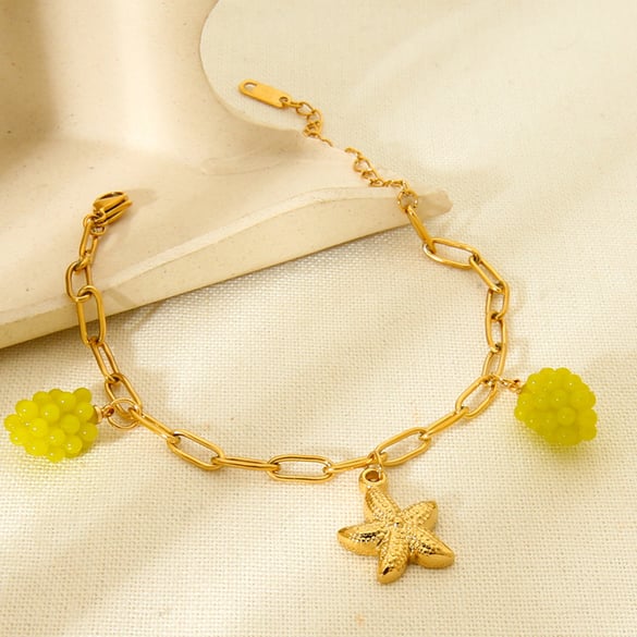 Bracelets à breloques pour femmes en acier inoxydable couleur or, série Simple