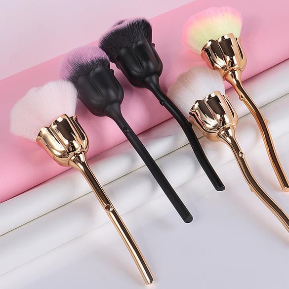 Pennello per cipria a forma di rosa, pennello per il trucco da donna
