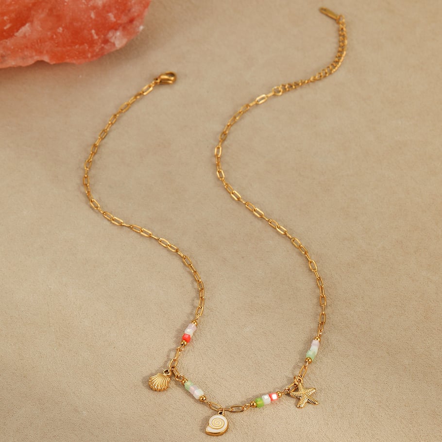 Collares de acero inoxidable para mujer de la serie Ocean de diseño simple Imagen5