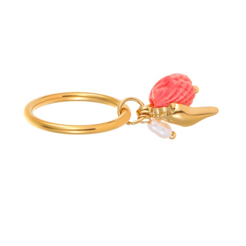 1 Paar Statement-Ringe aus Edelstahl der Romantic Series Vacation Turtle in Goldfarbe Bild5