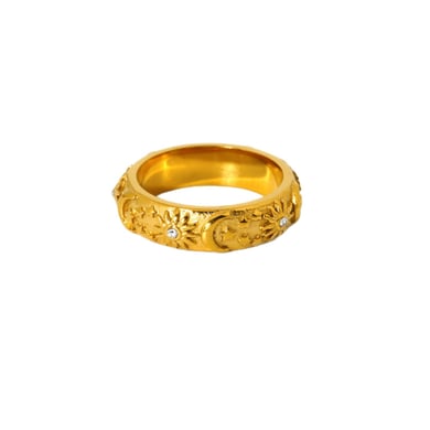 Luxuriöse Retro-Sonnen-Statement-Ringe aus Edelstahl der Serie h5 Bild5