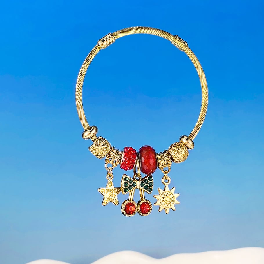 Süße Kirsche Gold Farbe Manschette Armbänder Bild5