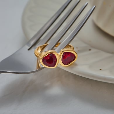 Herz Edelstahl Goldfarben Edelsteinringe h5 Bild2