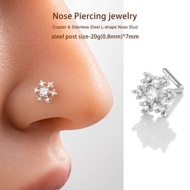 1 piercing de nez flocon de neige en cuivre doré et zircon pour femme h5 Image6