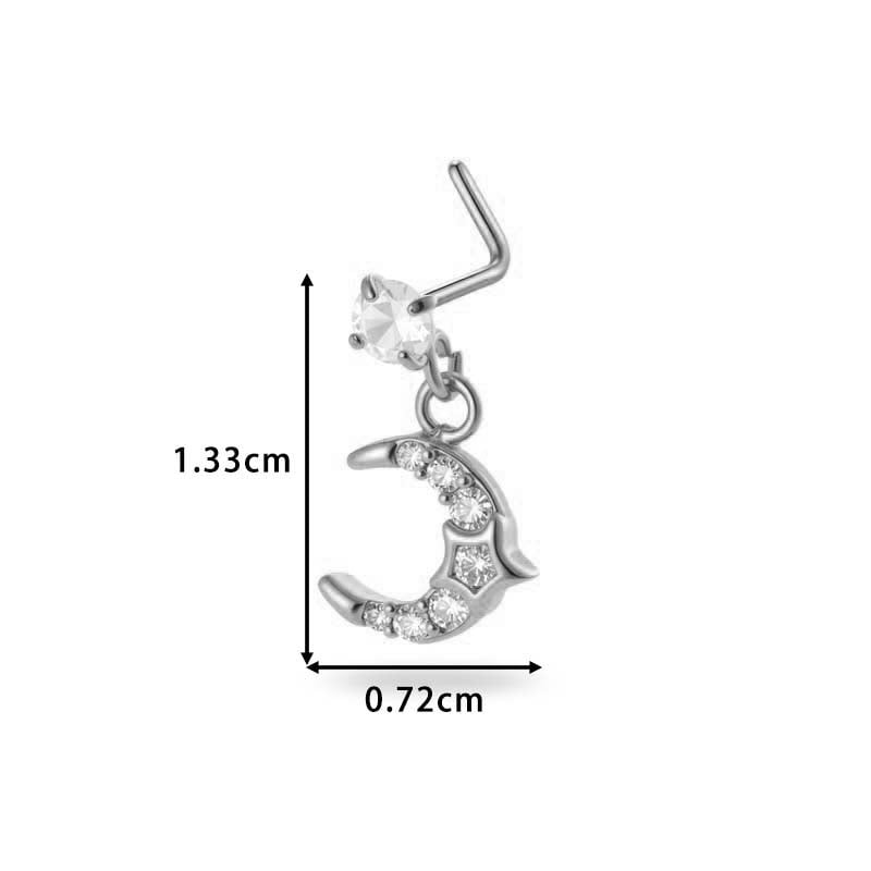 1 Stück Simple Series Simple Heart Kupfer Gold Farbe Zirkon Damen Nasenstecker Bild2
