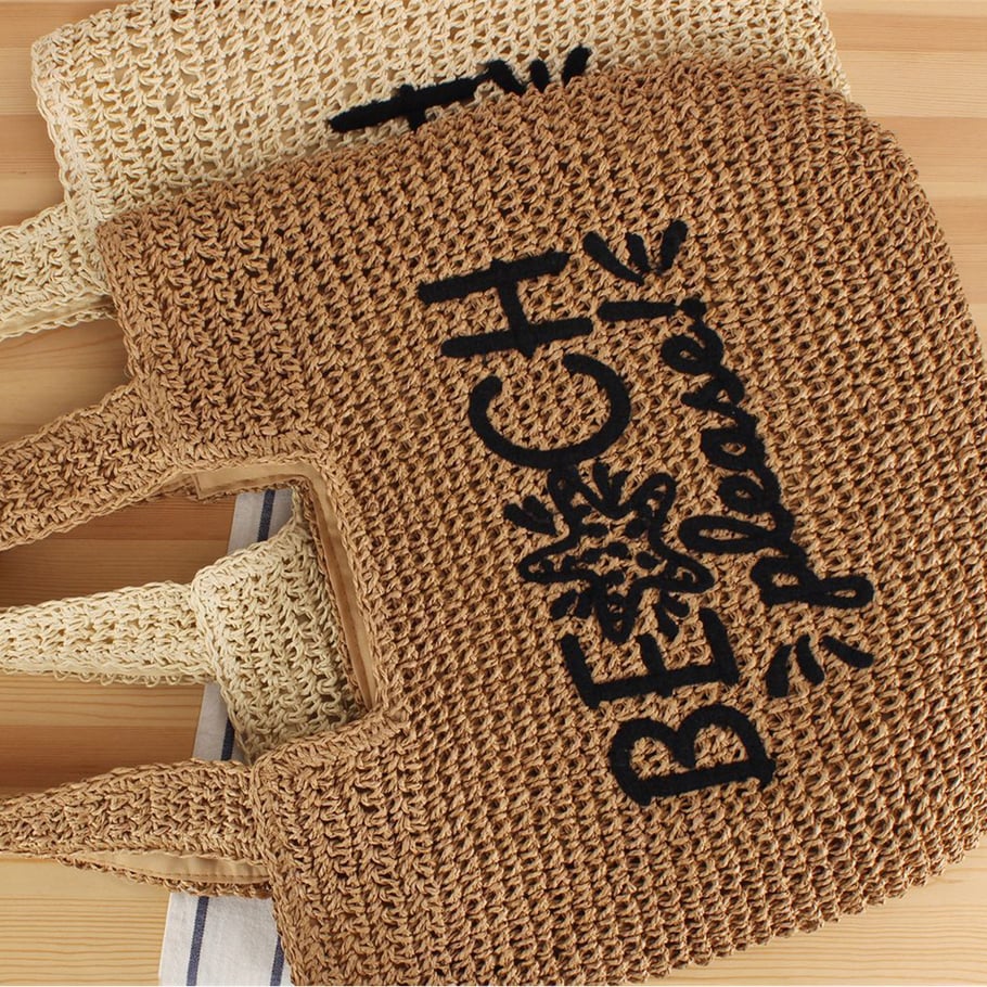 Borse tote intrecciate in stile spiaggia Immagine3