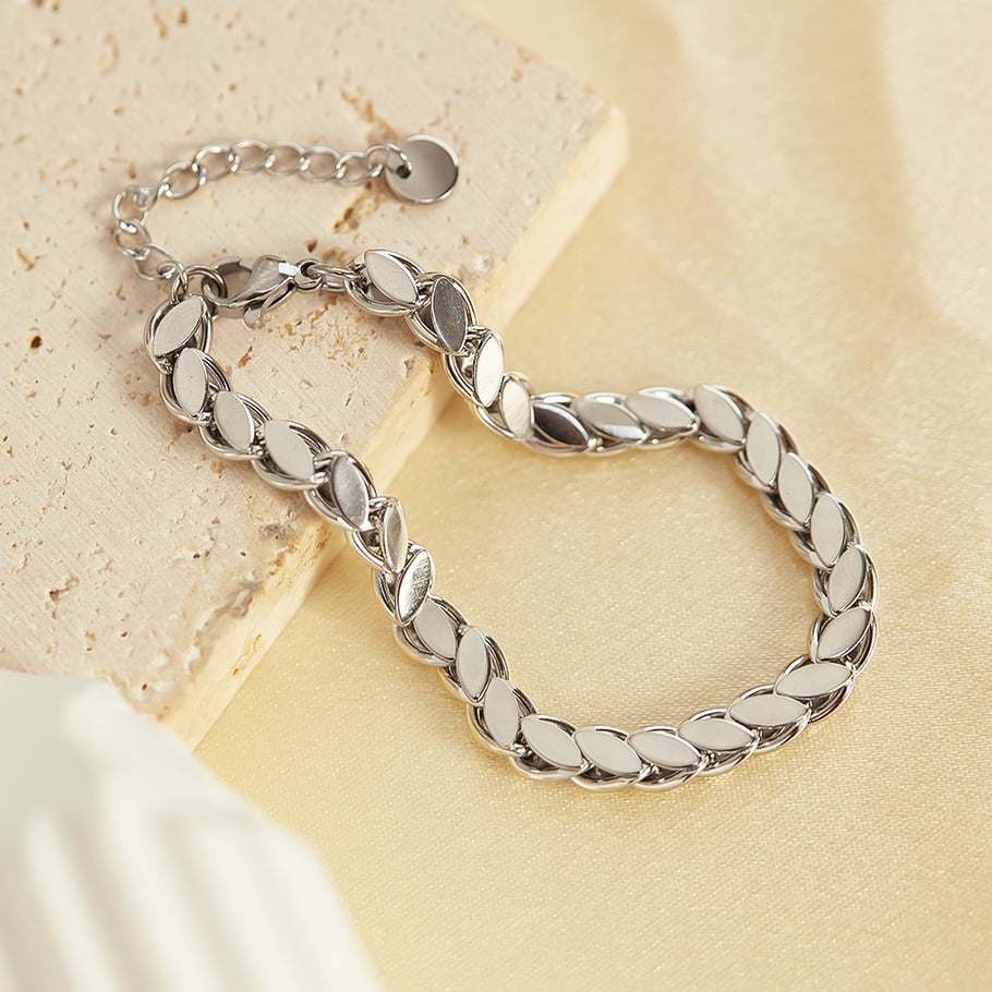 Tägliche geometrische Edelstahl-Kettenarmbänder in Goldfarbe Bild6