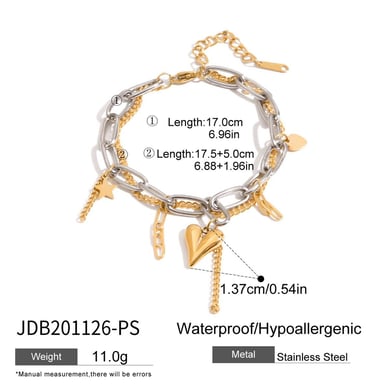 Herz Edelstahl Gemischte Farbe Charm Armbänder h5 