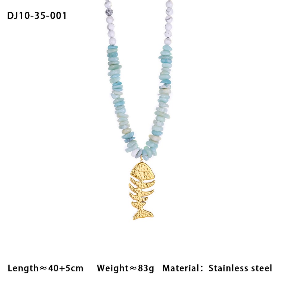 Fishbone White Turquoise Beads Women's Pendant Necklaces Picture2
