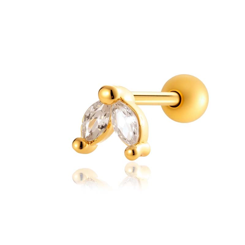 Kupfer Gold Farbe Zirkon Piercings Ohrringe 