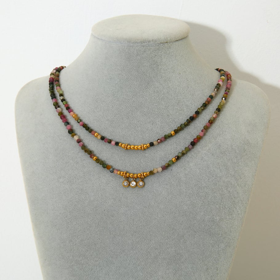 1 Pair Classic Series Retro Geometric Natural Stones   Unisex Beaded Necklaces Picture4