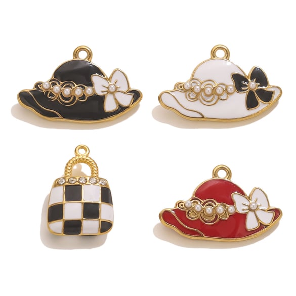 1 Piece DIY Checkerboard Bag Stainless Steel Women's Pendants
