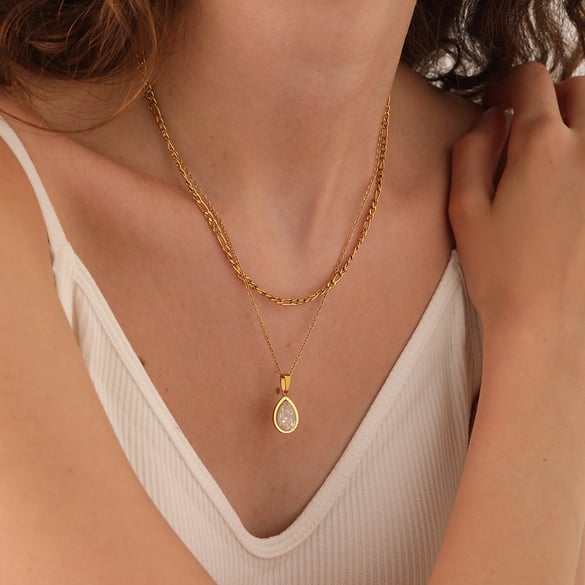 Simple Series Elegant Droplet Stainless Steel  Women's Pendant Necklaces
