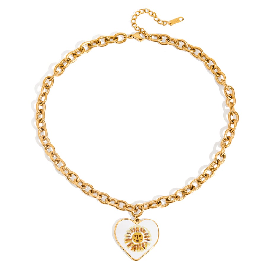 1 Piece Classic Series Paint Sun Stainless Steel Gold Color Women's Pendant Necklaces 