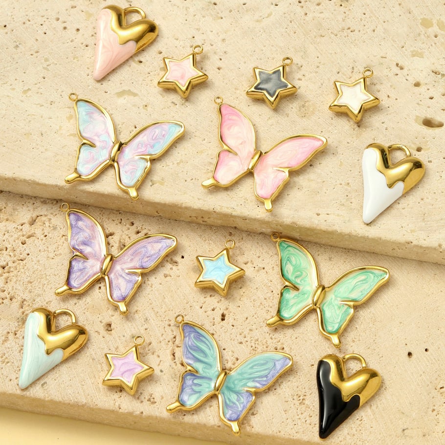 1 pieza DIY Estrella Acero Inoxidable Color Dorado Colgantes para Mujer Imagen5
