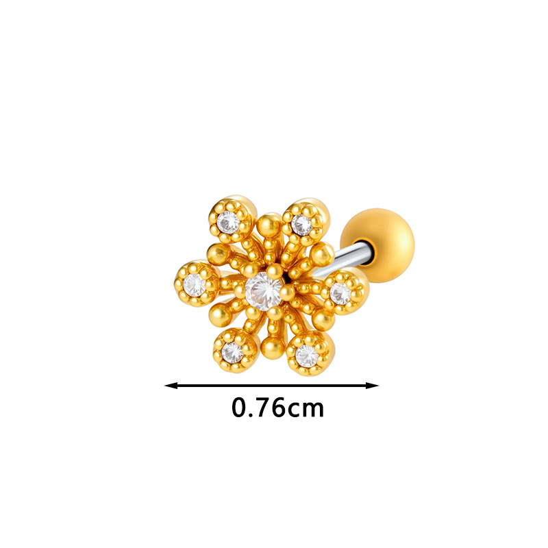 1 Piece Star Copper Gold Color Zircon Women's Piercings Earrings Picture2