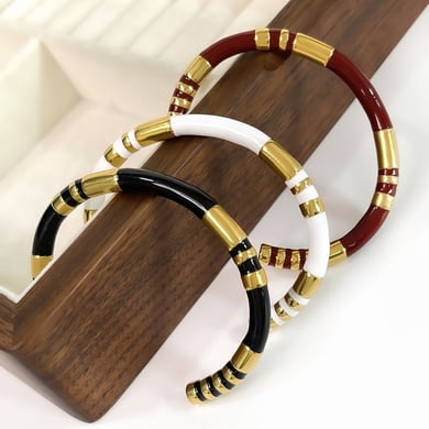 1 pezzo di braccialetti in acciaio inossidabile con colori misti h5 Immagine5