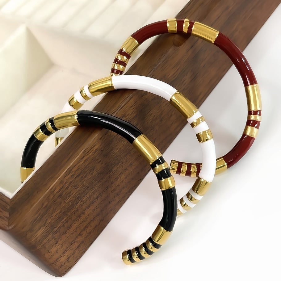 1 pezzo di braccialetti in acciaio inossidabile con colori misti Immagine5