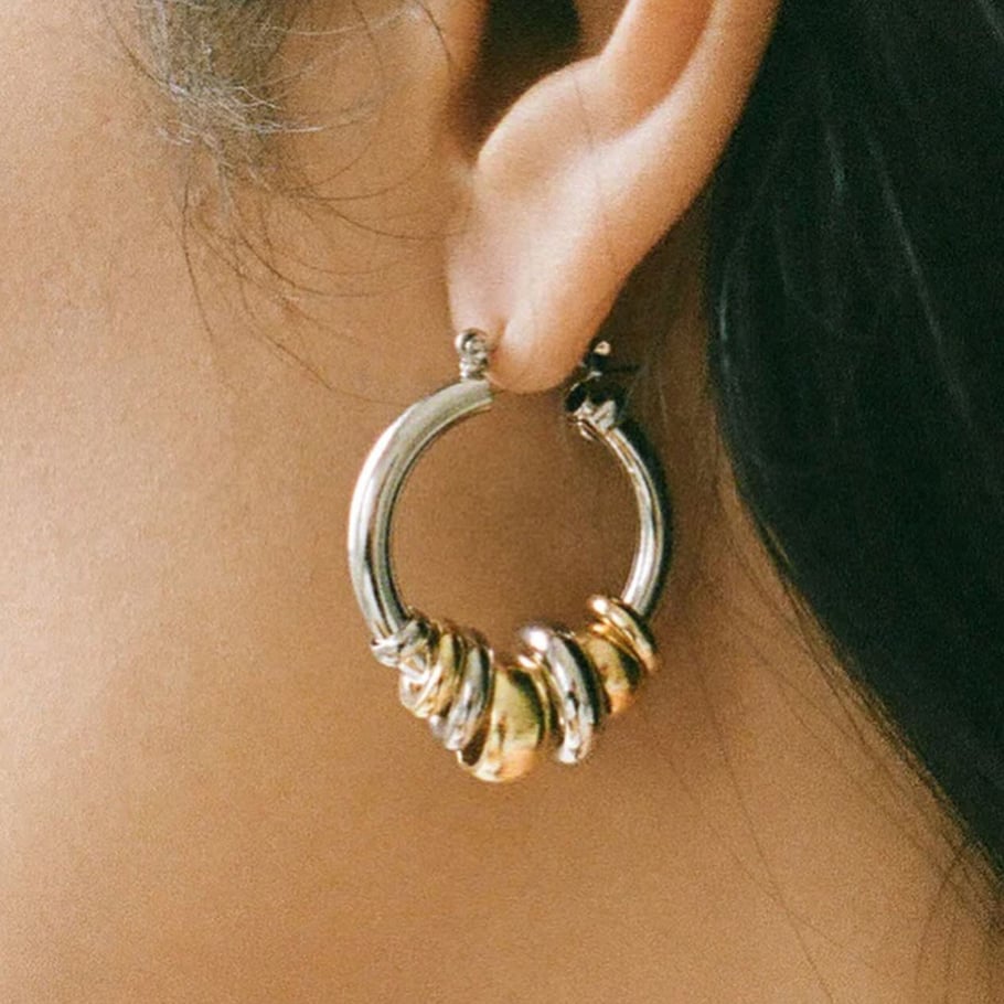 1 Pair Classic Mixed Color Stainless Steel Gold Color Women's Hoop Earrings Picture4