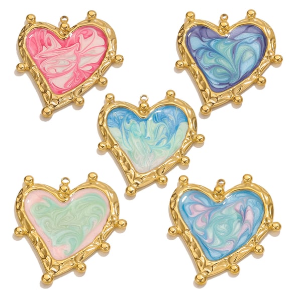 1 Piece Romantic Series DIY Heart Stainless Steel Women's Pendants