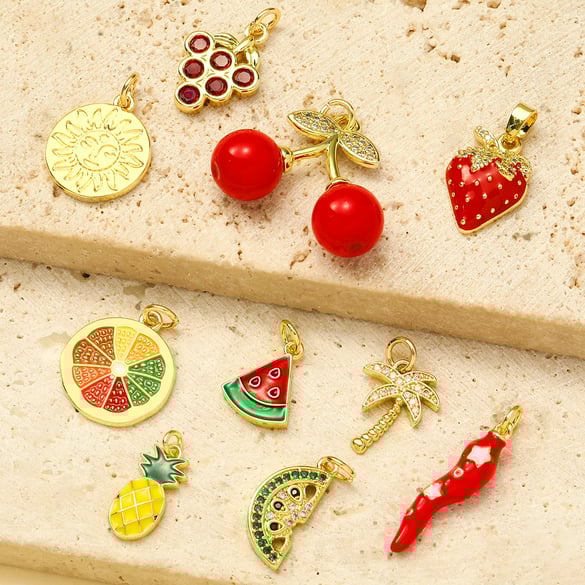 1 Piece Natural Fruits Stainless Steel Gold Color Women's Pendants