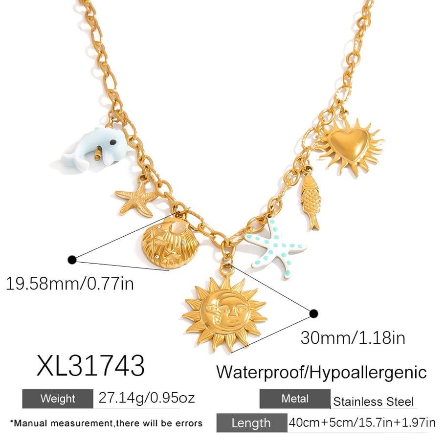 1 par de collares colgantes de acero inoxidable dorados con diseño de planta informal de serie lujosa para mujer Imagen2
