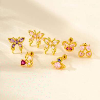 Pendientes de mariposa de acero y titanio con circonitas para mujer (1 unidad) h5 Imagen4