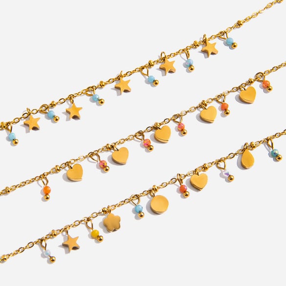 1 Piece Delicate Cute Heart Stainless Steel Gold Color Women's Pendant Necklaces 2