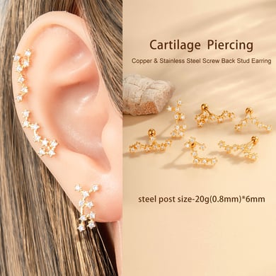 1 Pair Simple Series Simple Geometric Copper   Gold Color  Zircon Women's Piercings Earrings h5 Picture4