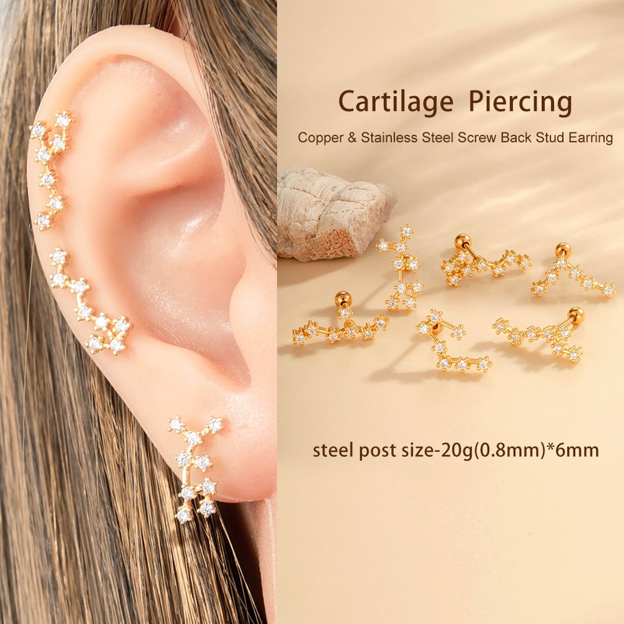 1 Pair Simple Series Simple Geometric Copper   Gold Color  Zircon Women's Piercings Earrings Picture4