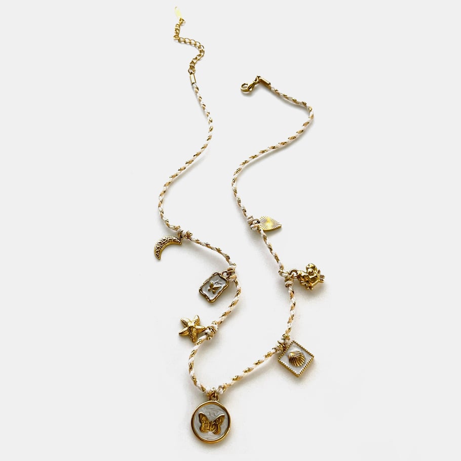 Collana con ciondolo a forma di farfalla in acciaio inossidabile color oro, 1 pezzo 