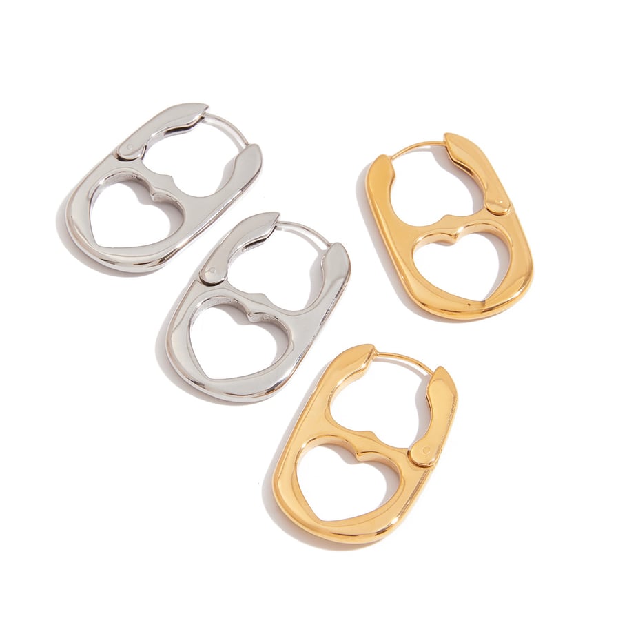 1 paio di orecchini a cerchio da donna in acciaio inossidabile color oro di alta qualità Immagine6