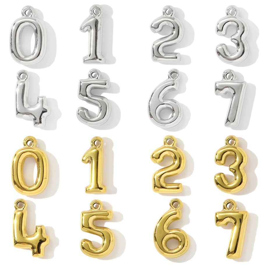 1 Piece Simple Series DIY Number Stainless Steel Gold Color Women's Pendants Picture4