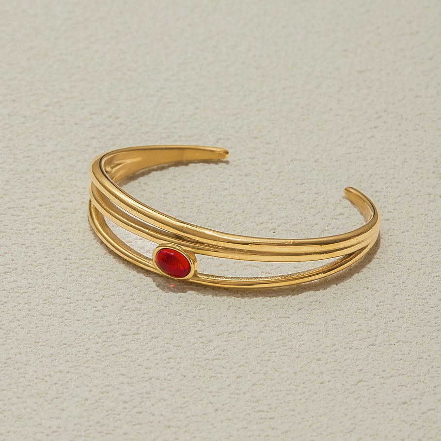 Bracelet classique en acier inoxydable couleur or pour femme, 1 pièce Image7