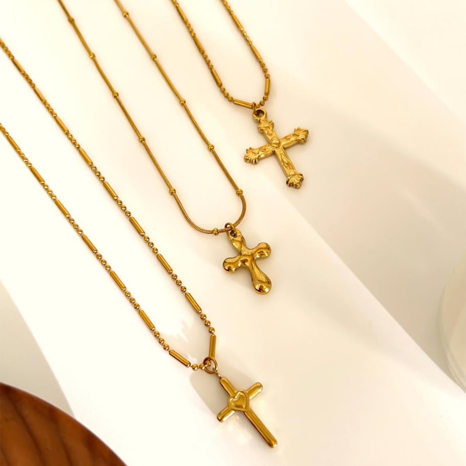 1 stuk kruis roestvrij staal goudkleurige hanger ketting Afbeelding5