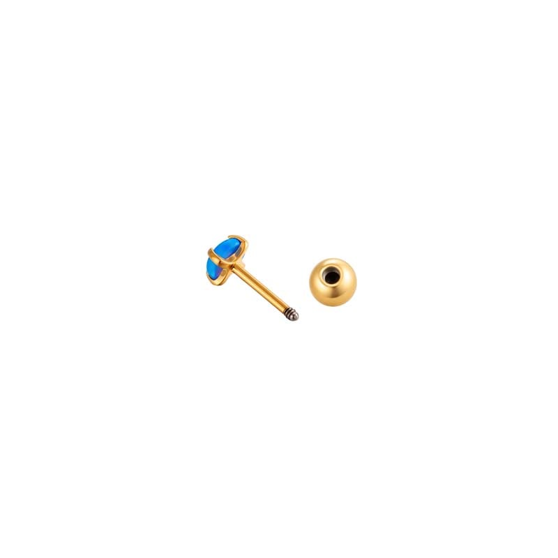 Boucles d&#39;oreilles piercing pour femme en acier inoxydable couleur or avec opale polychrome Image7