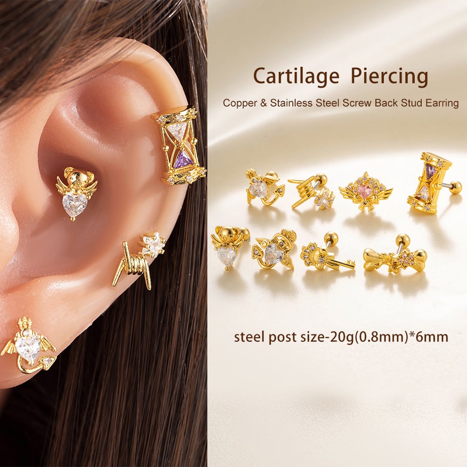 1 Piece Classic Sand Clock Titanium Steel Zircon Women's Piercing Earrings h5Picture5
