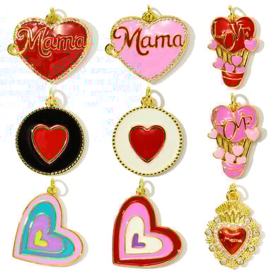 1 Piece Romantic Series DIY Heart Stainless Steel Gold Color Women's Pendants h5 Picture5
