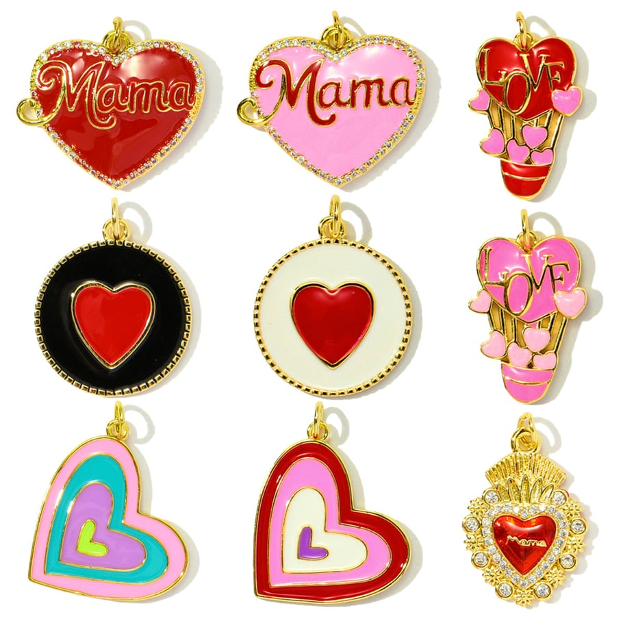 1 Piece Romantic Series DIY Heart Stainless Steel Gold Color Women's Pendants Picture5