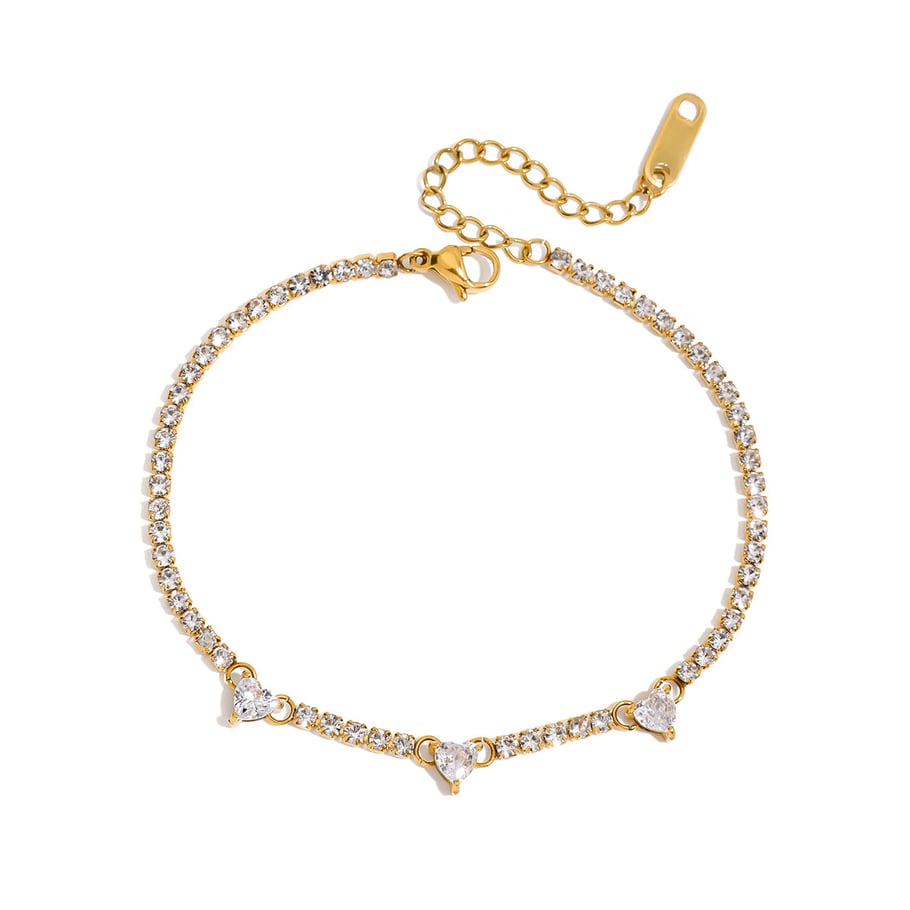 1 Piece Romantic Heart Stainless Steel Gold Color Women's Chain Bracelets 